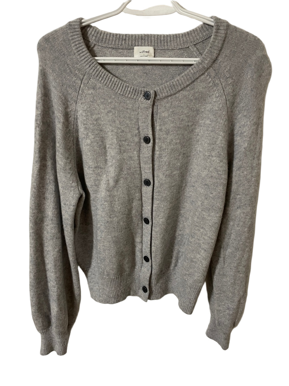 Wilfred Cashmere Blend Grey Cardigan Size Large - Picture 1 of 5